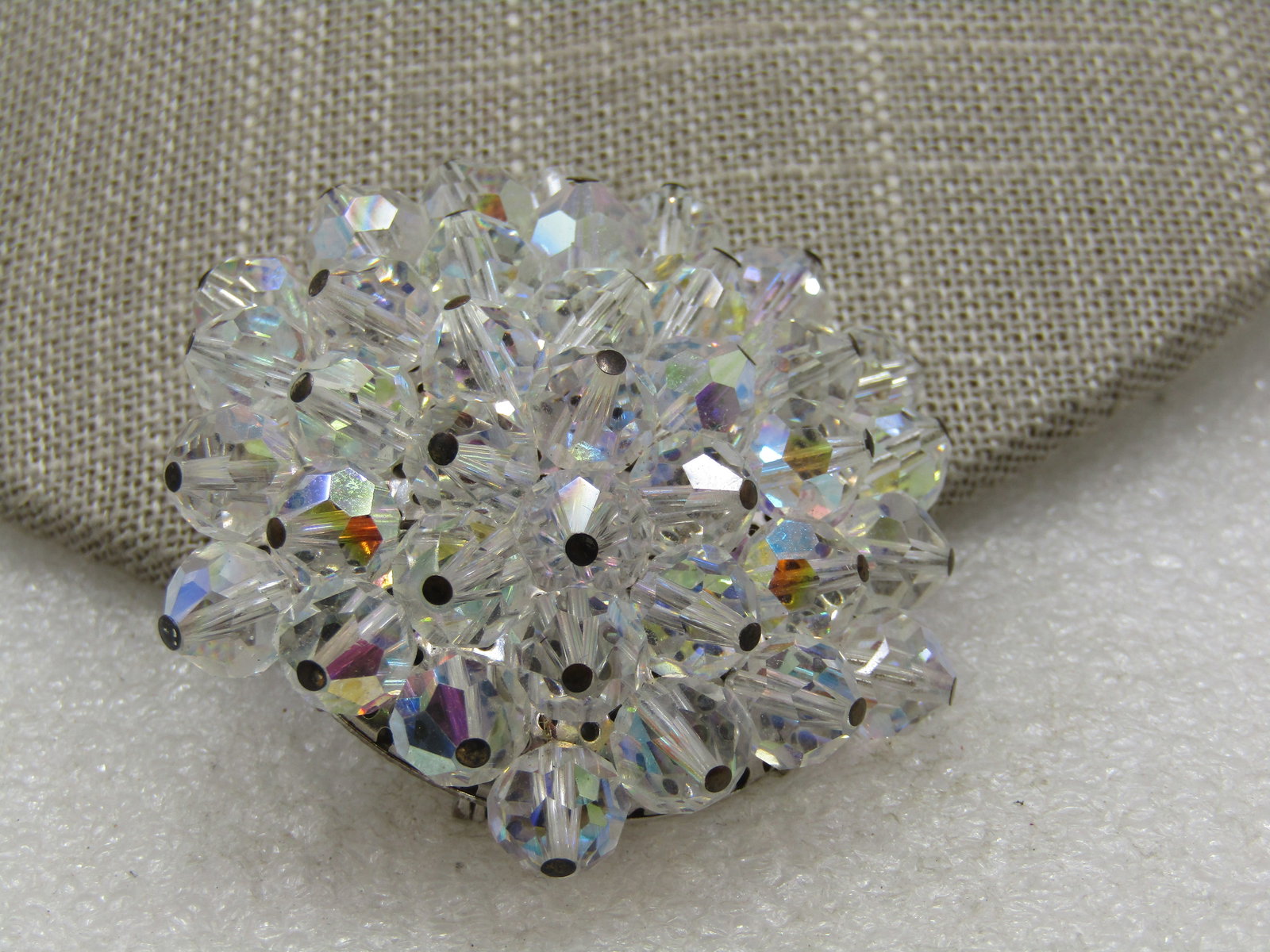 Vintage Aurora Borealis Crystal Brooch, 2", 1960's - 2