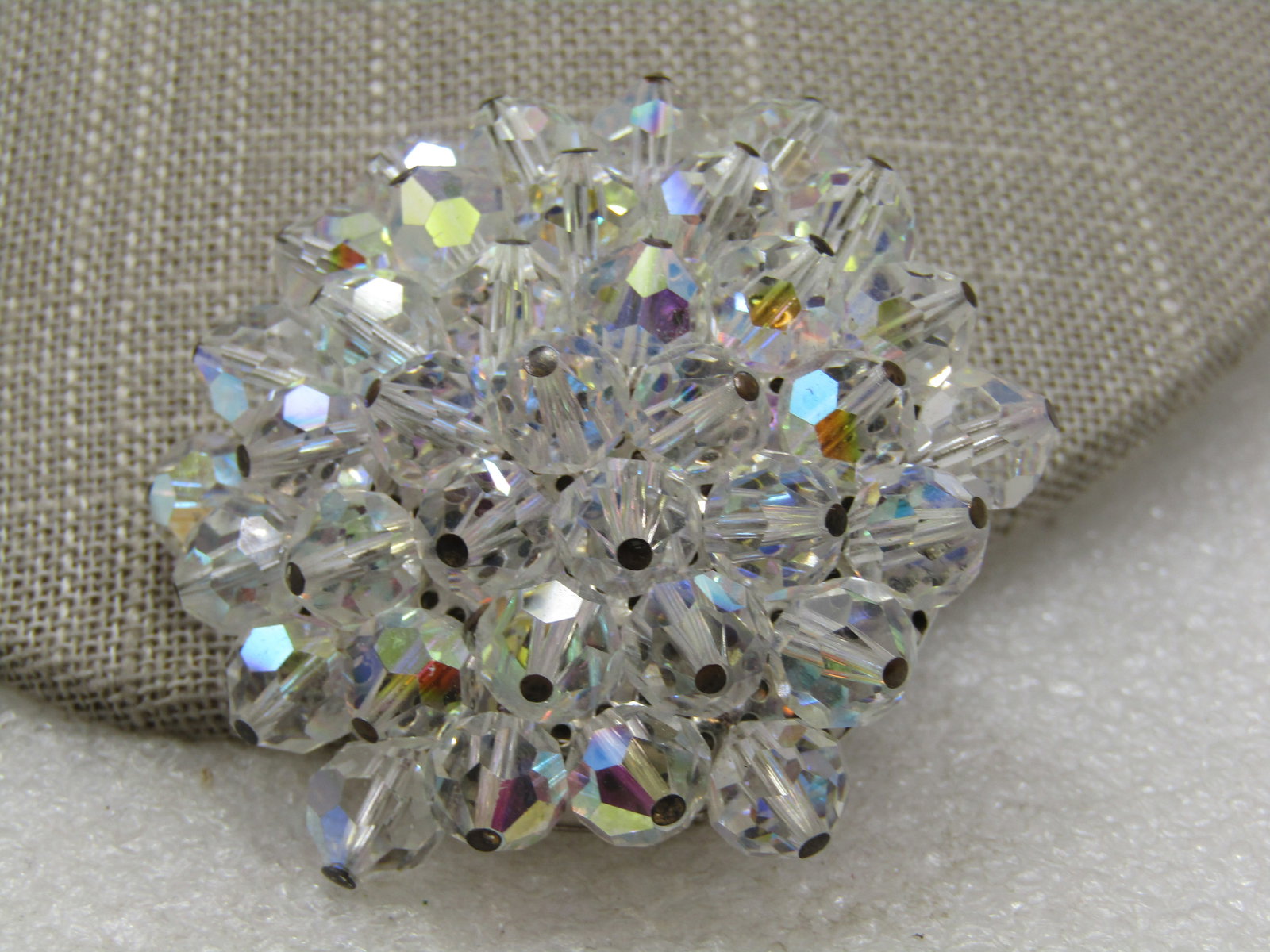 Vintage Aurora Borealis Crystal Brooch, 2", 1960's - 3