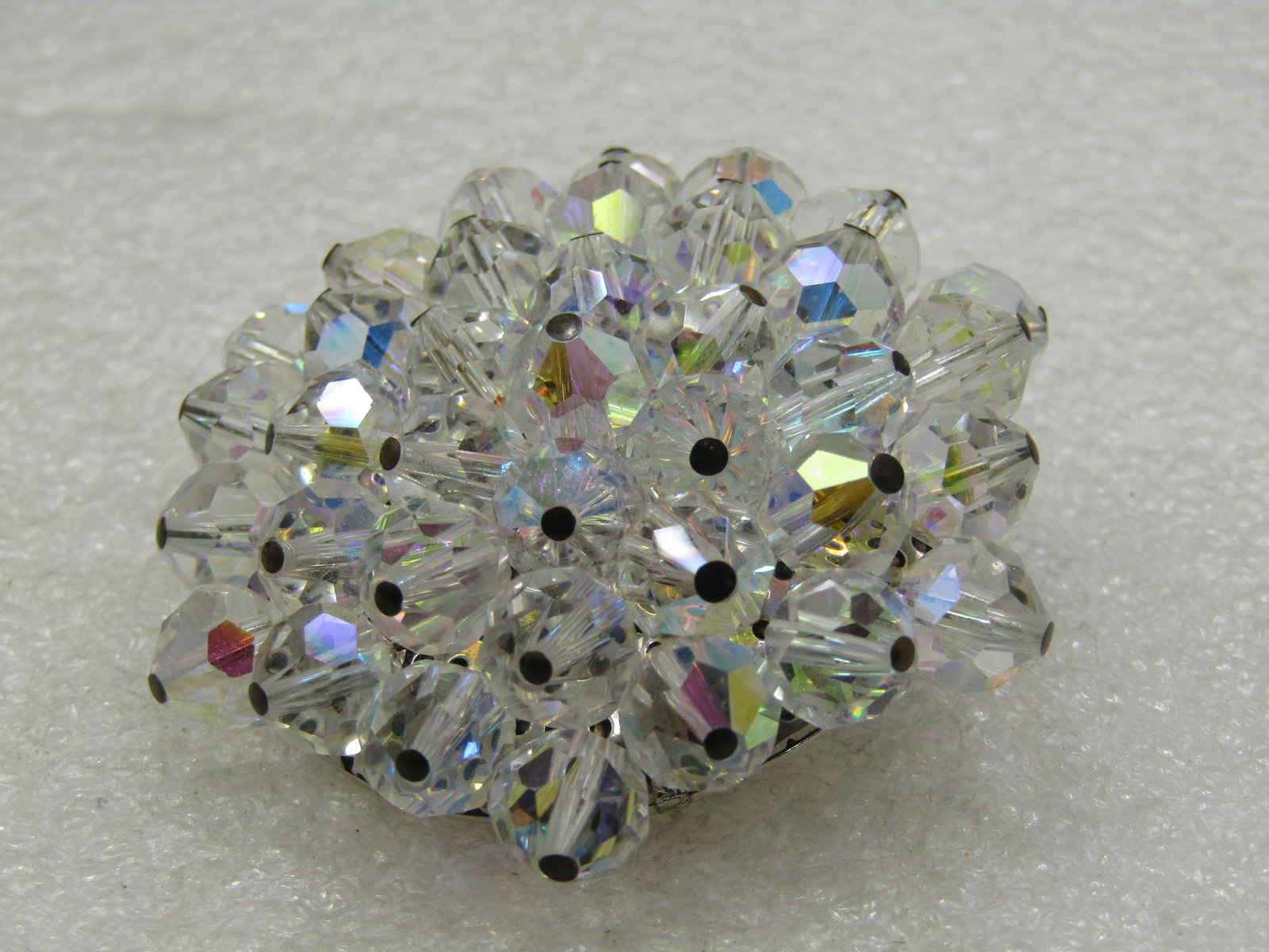 Vintage Aurora Borealis Crystal Brooch, 2", 1960's - 4