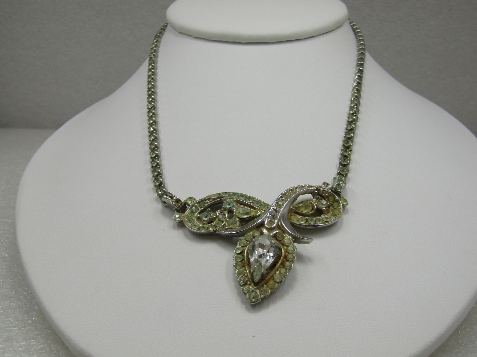 Vintage Art Deco Rhinestone Necklace, 15.5", 1940's - 2