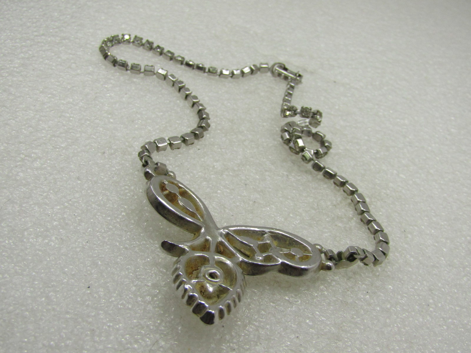 Vintage Art Deco Rhinestone Necklace, 15.5", 1940's - 6