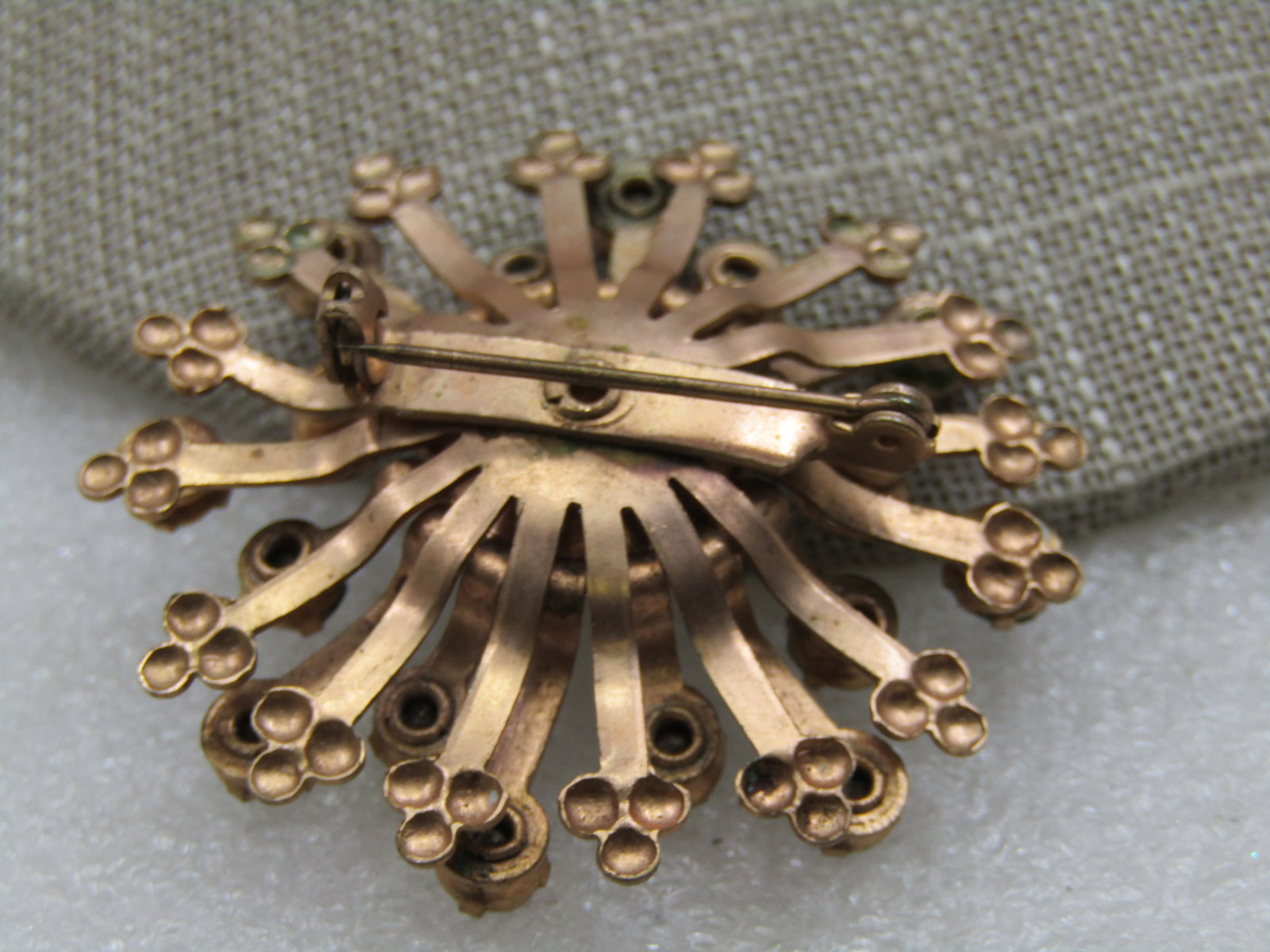 Vintage Rhinestone Blossom Brooch, 1940's, Blue & Clear - 5