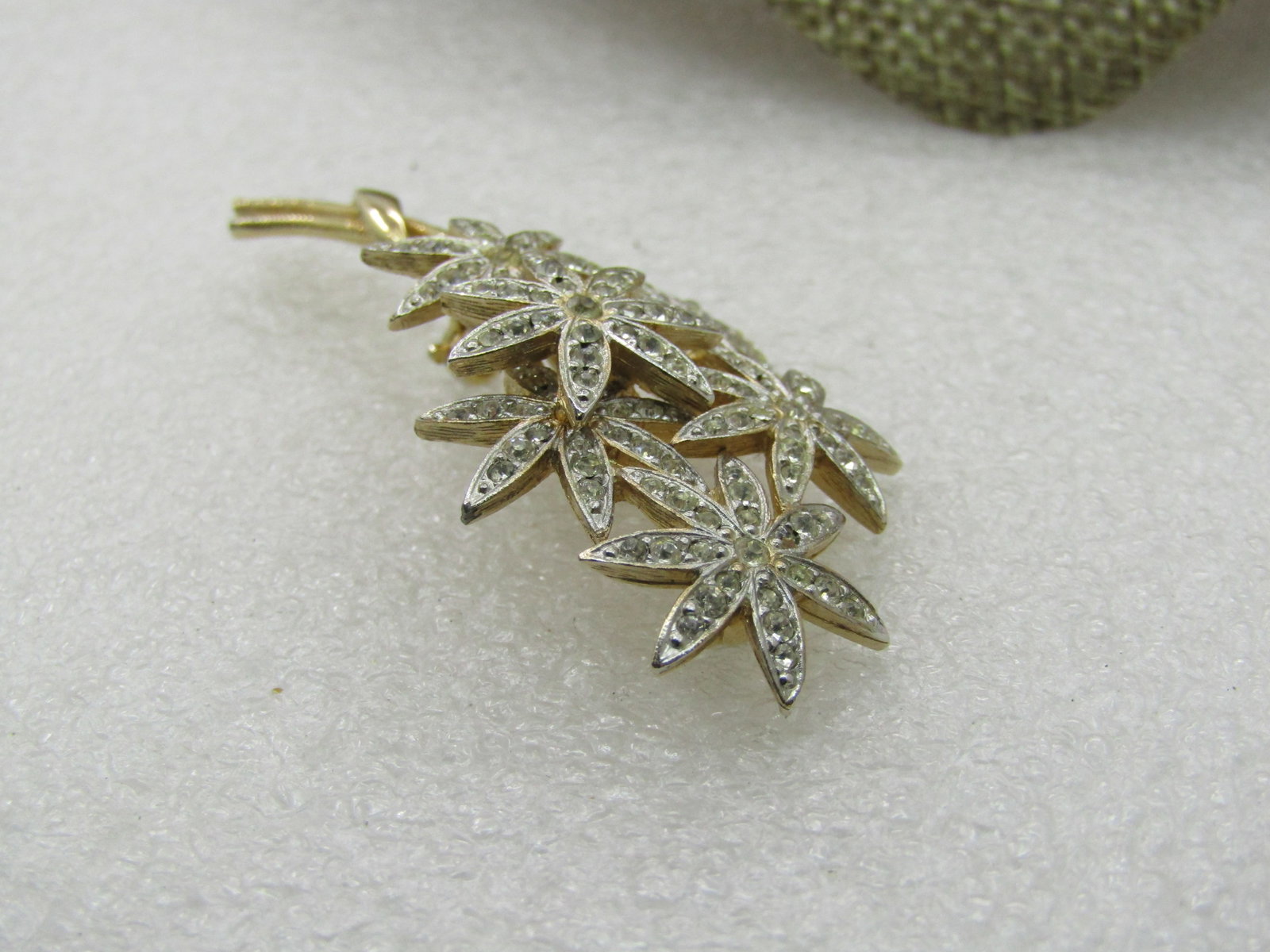 Vintage Rhinestone Floral Bouqet Brooch, Two-Tone, 2.5" (1 of 7)