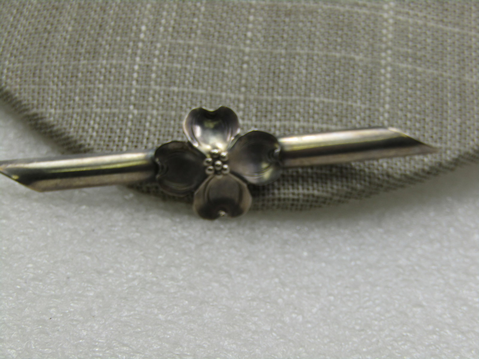 Vintage Sterling Stuart Nye Dogwood Bar Brooch, 3" - 3