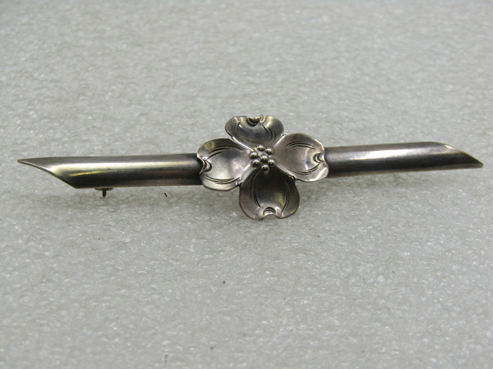 Vintage Sterling Stuart Nye Dogwood Bar Brooch, 3" - 4