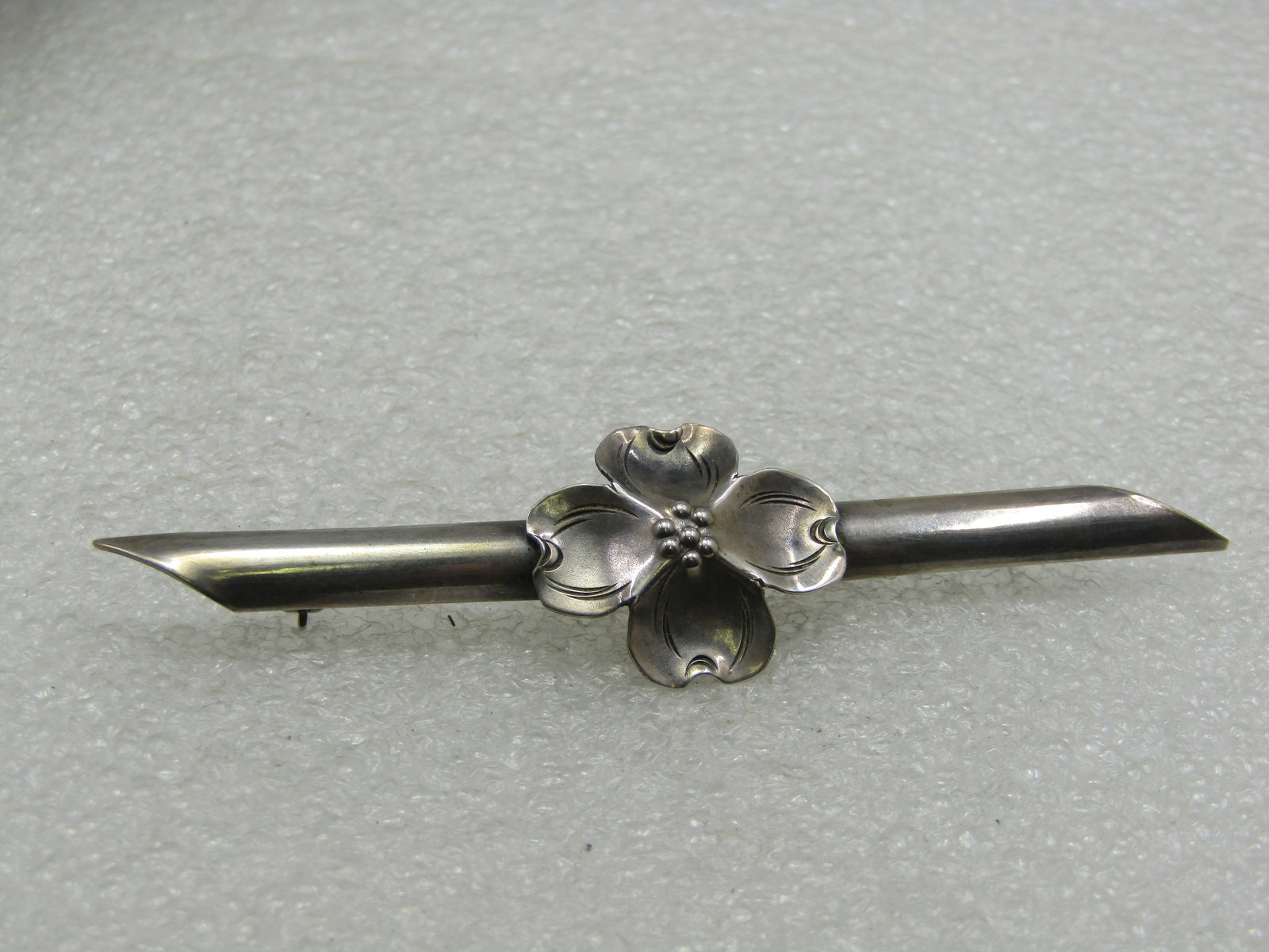 Vintage Sterling Stuart Nye Dogwood Bar Brooch, 3" - 5