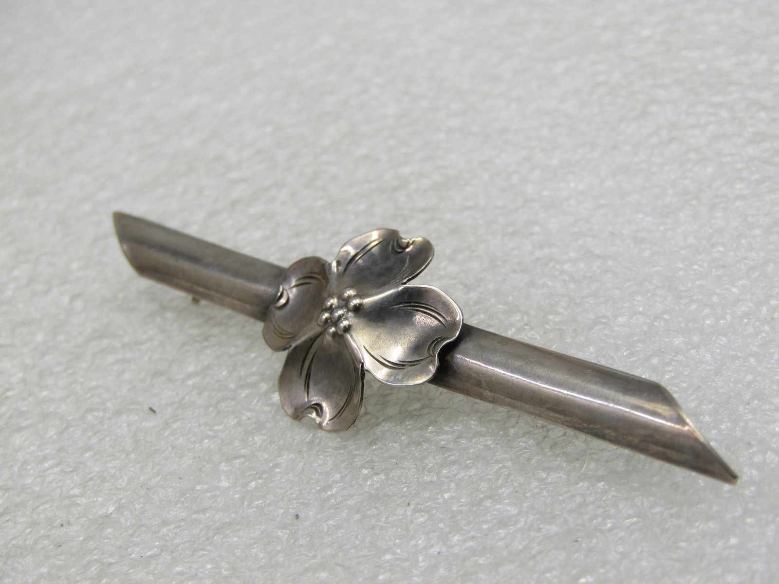 Vintage Sterling Stuart Nye Dogwood Bar Brooch, 3" - 6