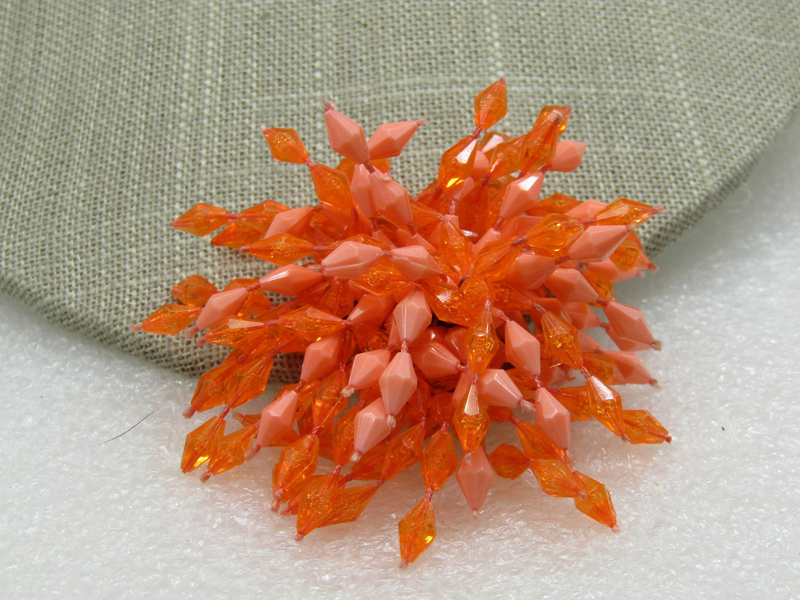 Vintage Orange Dangle Starburst Brooch, 2", 1960's - 2