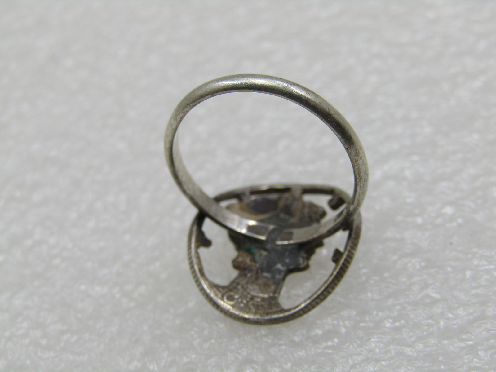 Vintage 1944 Silver Dime Cutout Ring, Sz. 6.5 - 5