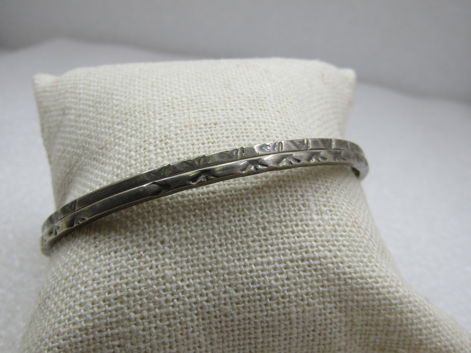 Vintage Pair Sterling Bangle Bracelets, Taxco, Mexico, 7.75" - 2