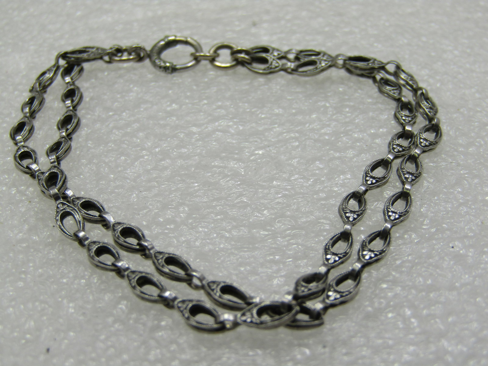 Vintage Silver Double Strand Bracelet, 7.25", MId-Century - 2