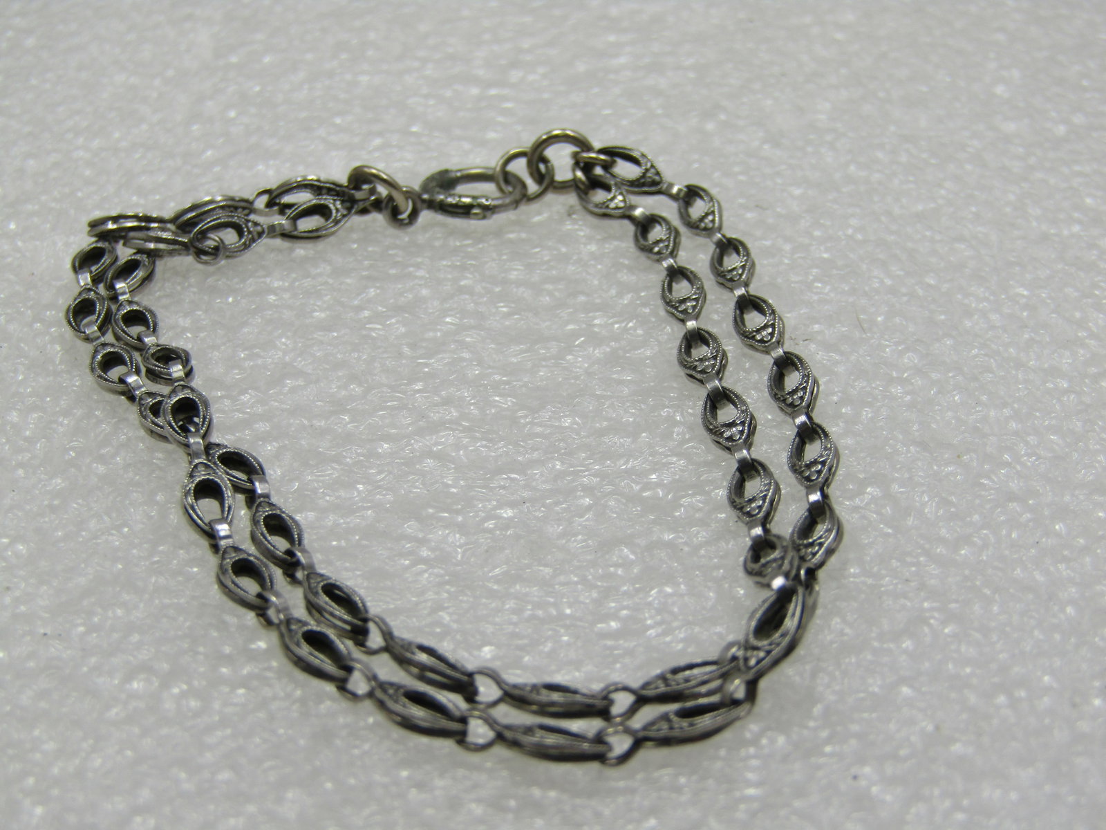Vintage Silver Double Strand Bracelet, 7.25", MId-Century - 4