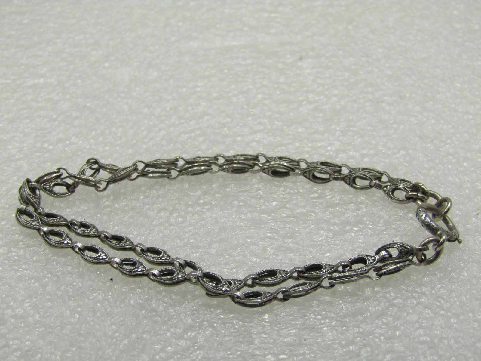 Vintage Silver Double Strand Bracelet, 7.25", MId-Century - 5