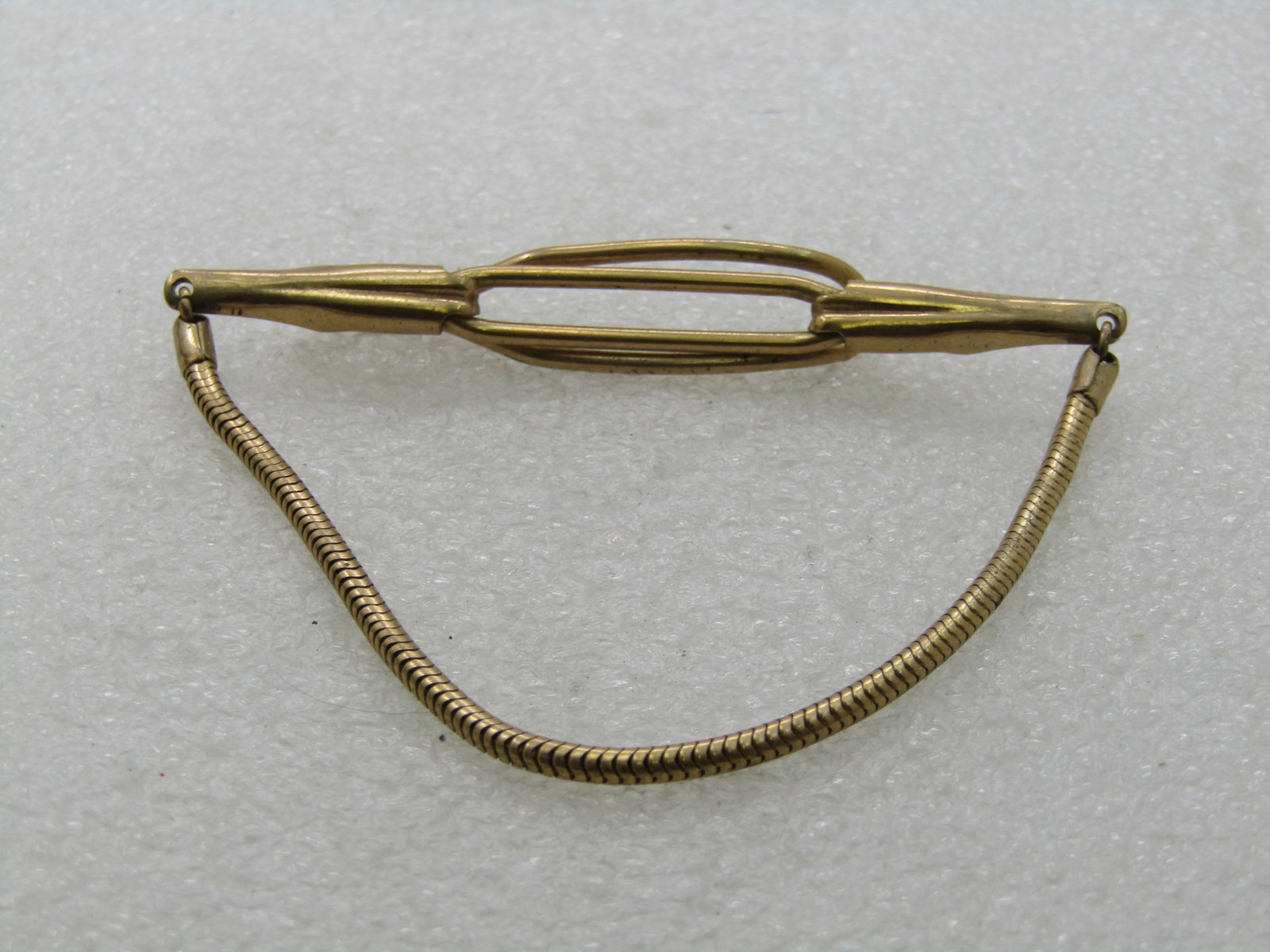 Vintage Anson Tie Bar With Chain, Mid-Century, 2.75" - 3