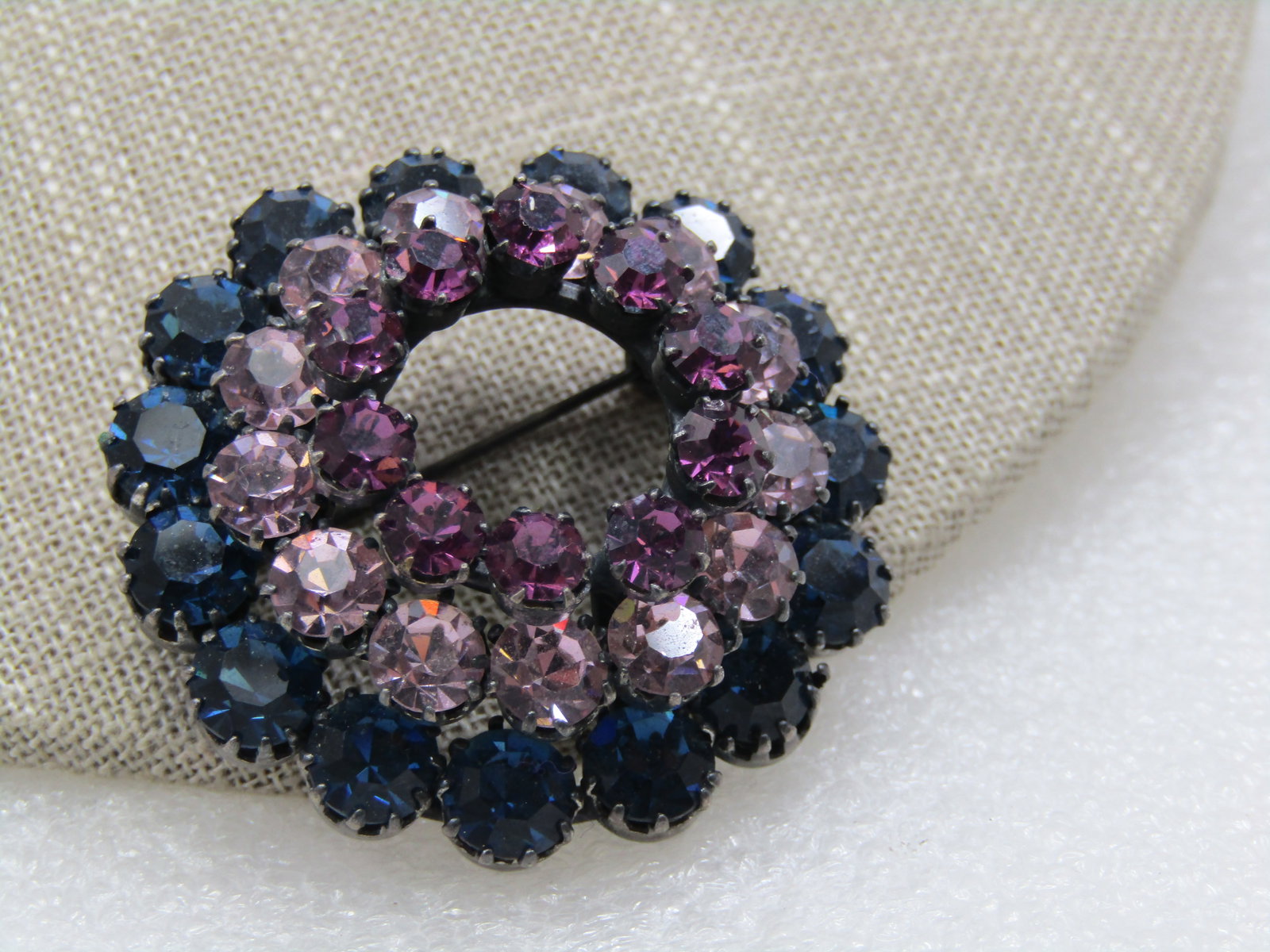 Vintage Austria Blue Purple Crystal Brooch, 1940's-1950's - 2