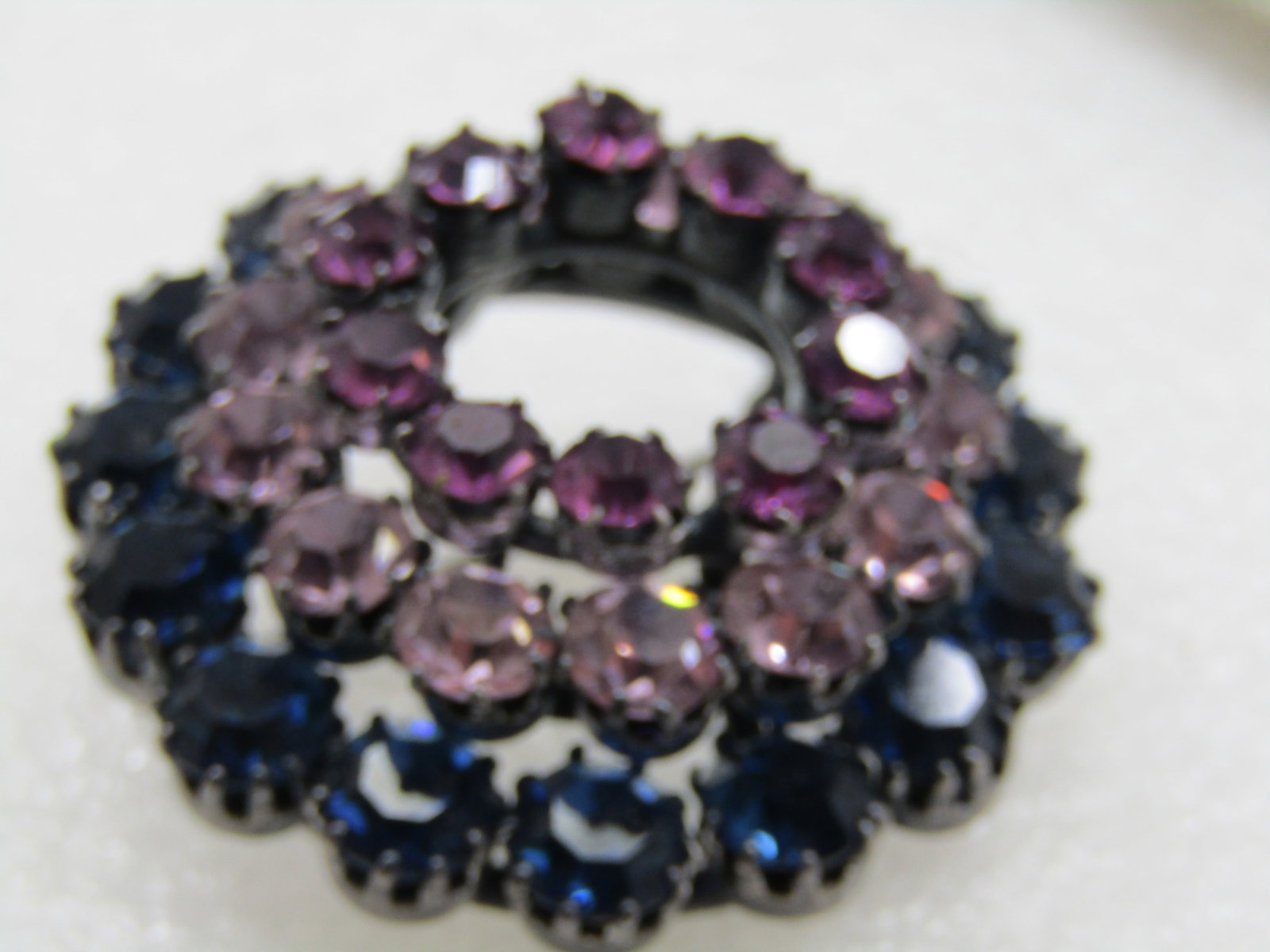 Vintage Austria Blue Purple Crystal Brooch, 1940's-1950's - 4