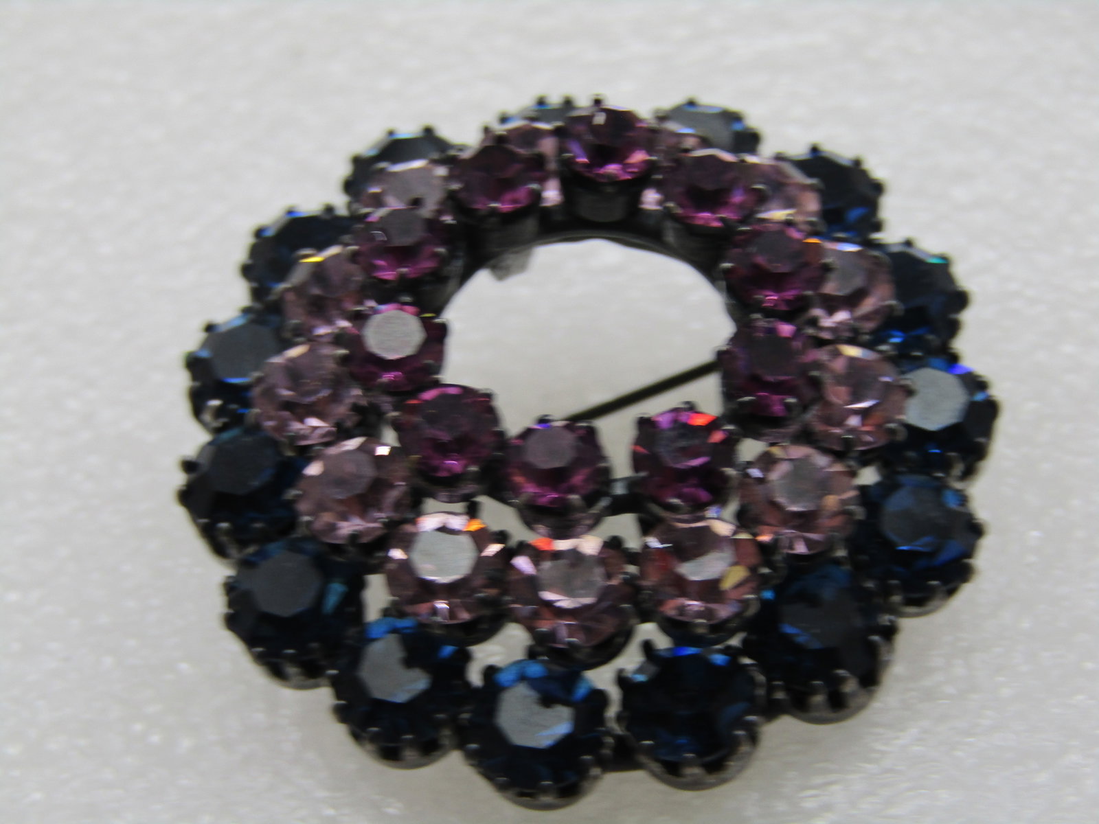 Vintage Austria Blue Purple Crystal Brooch, 1940's-1950's - 5