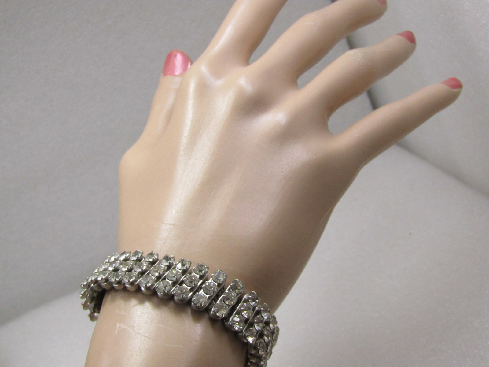 Vintage Expanding Rhinestone Bracelet, 7", Japan, 1960's - 6