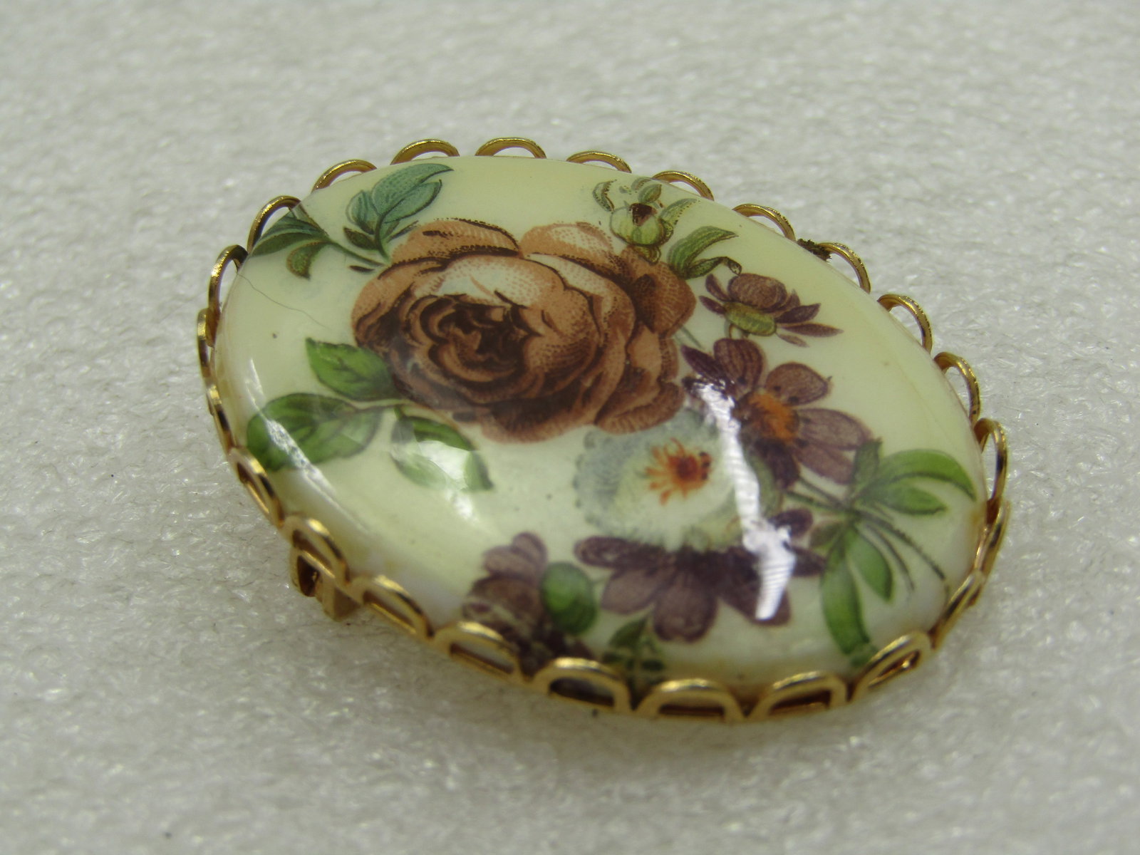 Vintage Floral Cameo Brooch, 1960'-1970's - 2