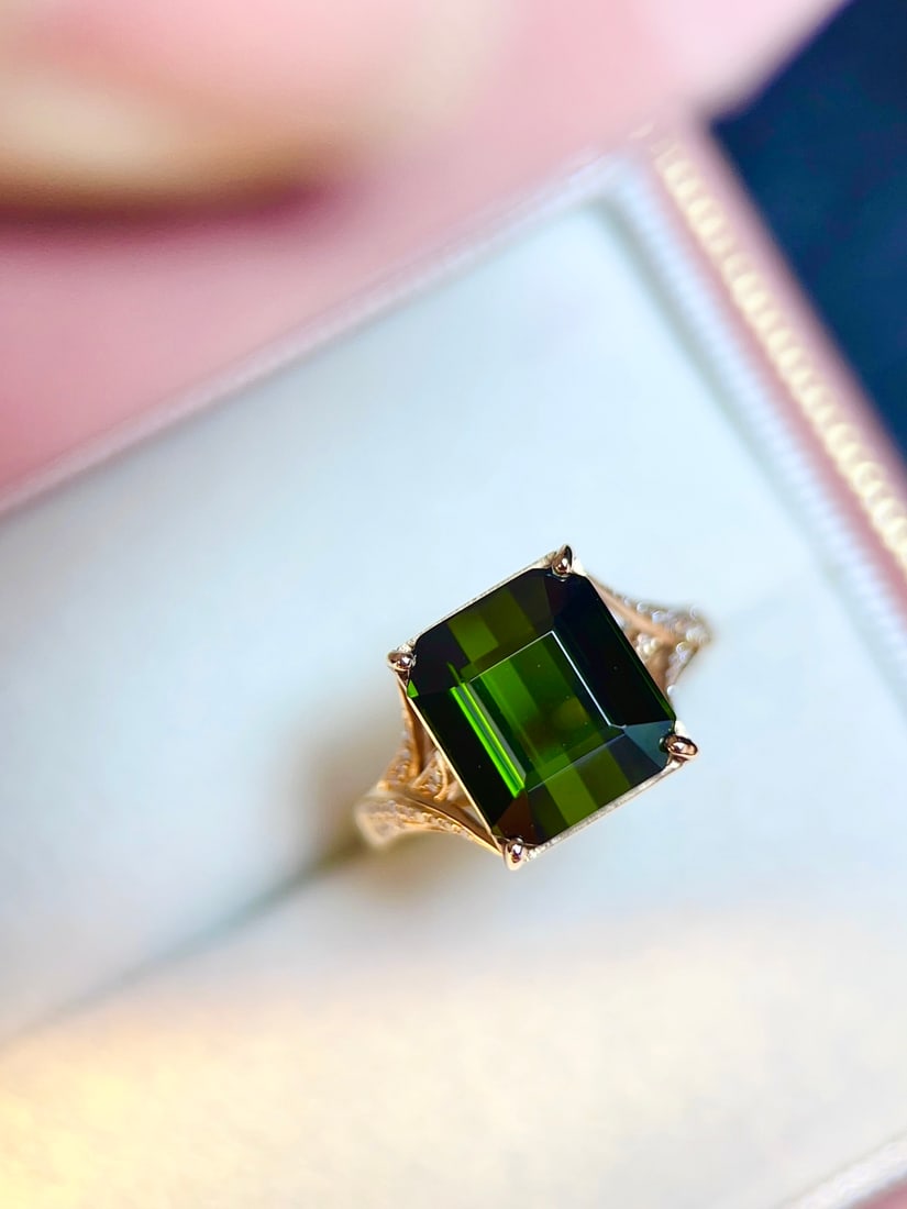 18K Gold Natural Tourmaline Ring - 4