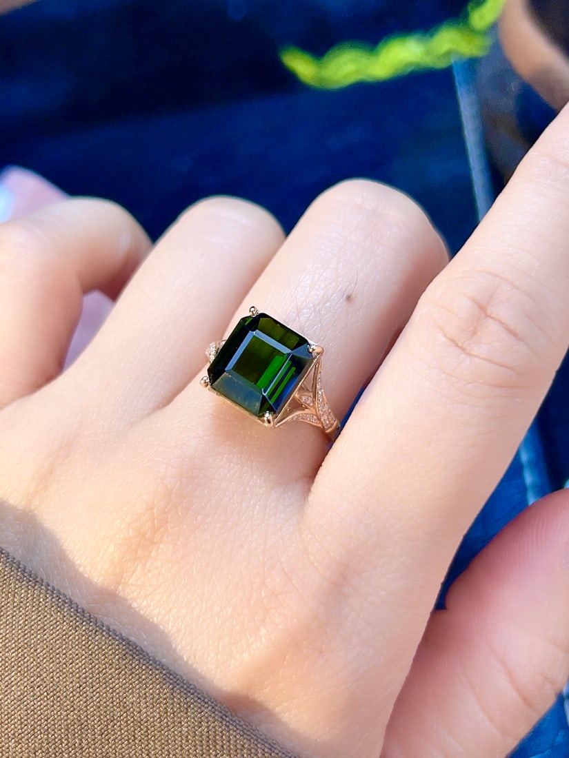 18K Gold Natural Tourmaline Ring - 6