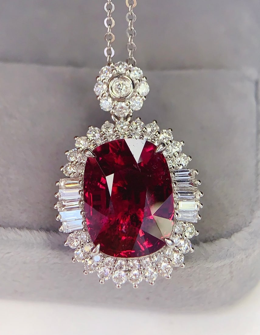 18K Gold Natural Tourmaline Pendant - 2