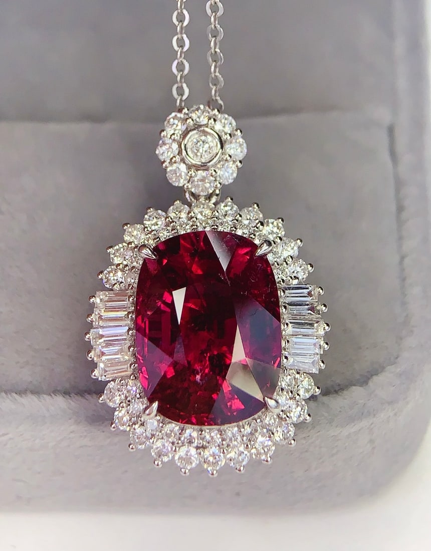 18K Gold Natural Tourmaline Pendant - 4