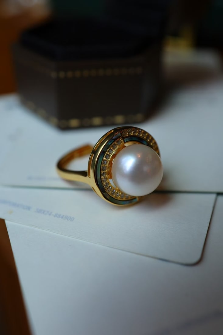 S925 Silver Gold-Plated Natural Pearl Ring - 3