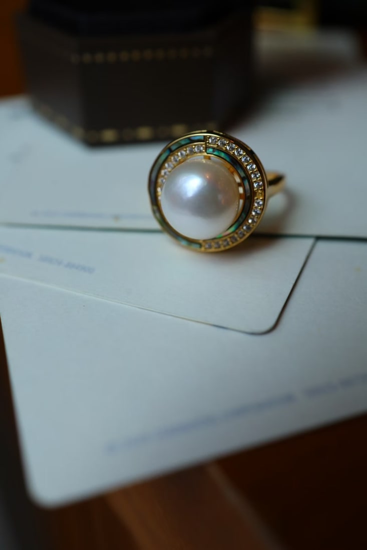 S925 Silver Gold-Plated Natural Pearl Ring - 4