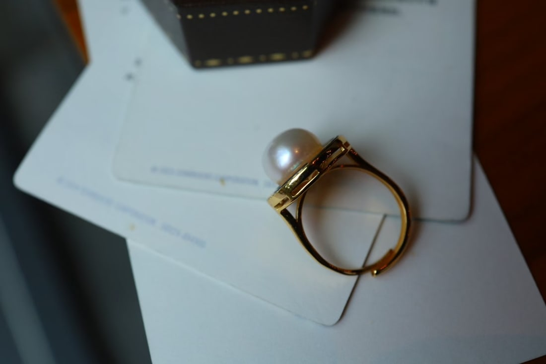 S925 Silver Gold-Plated Natural Pearl Ring - 5