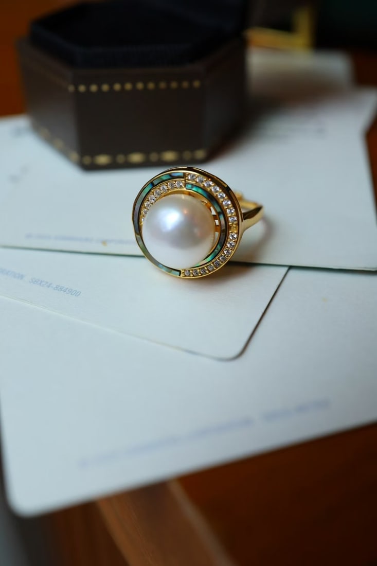S925 Silver Gold-Plated Natural Pearl Ring - 6