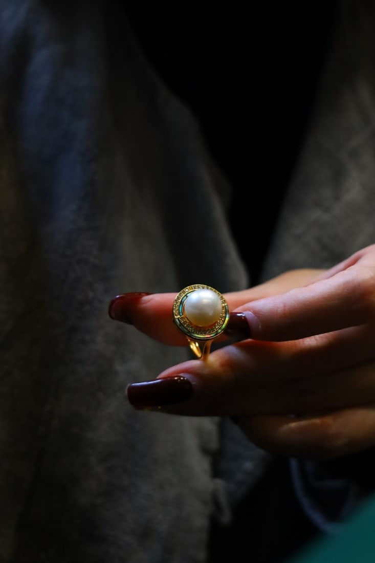 S925 Silver Gold-Plated Natural Pearl Ring - 8