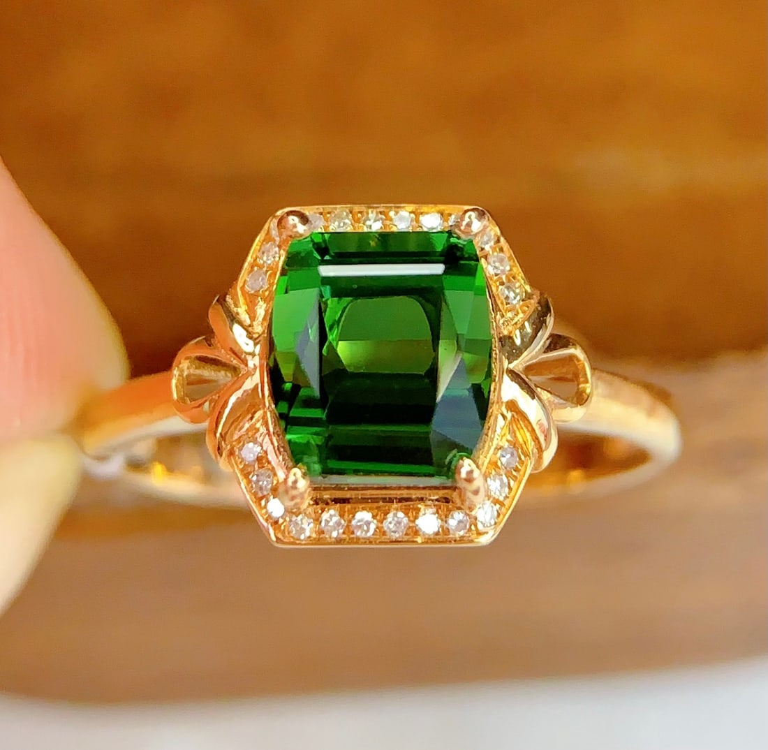 18K Gold Natural Tourmaline Ring - 2