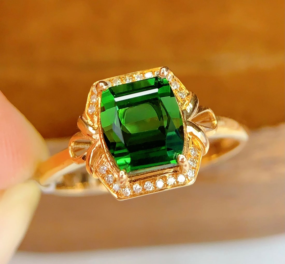 18K Gold Natural Tourmaline Ring - 3