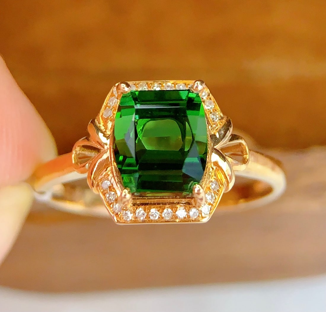 18K Gold Natural Tourmaline Ring - 5