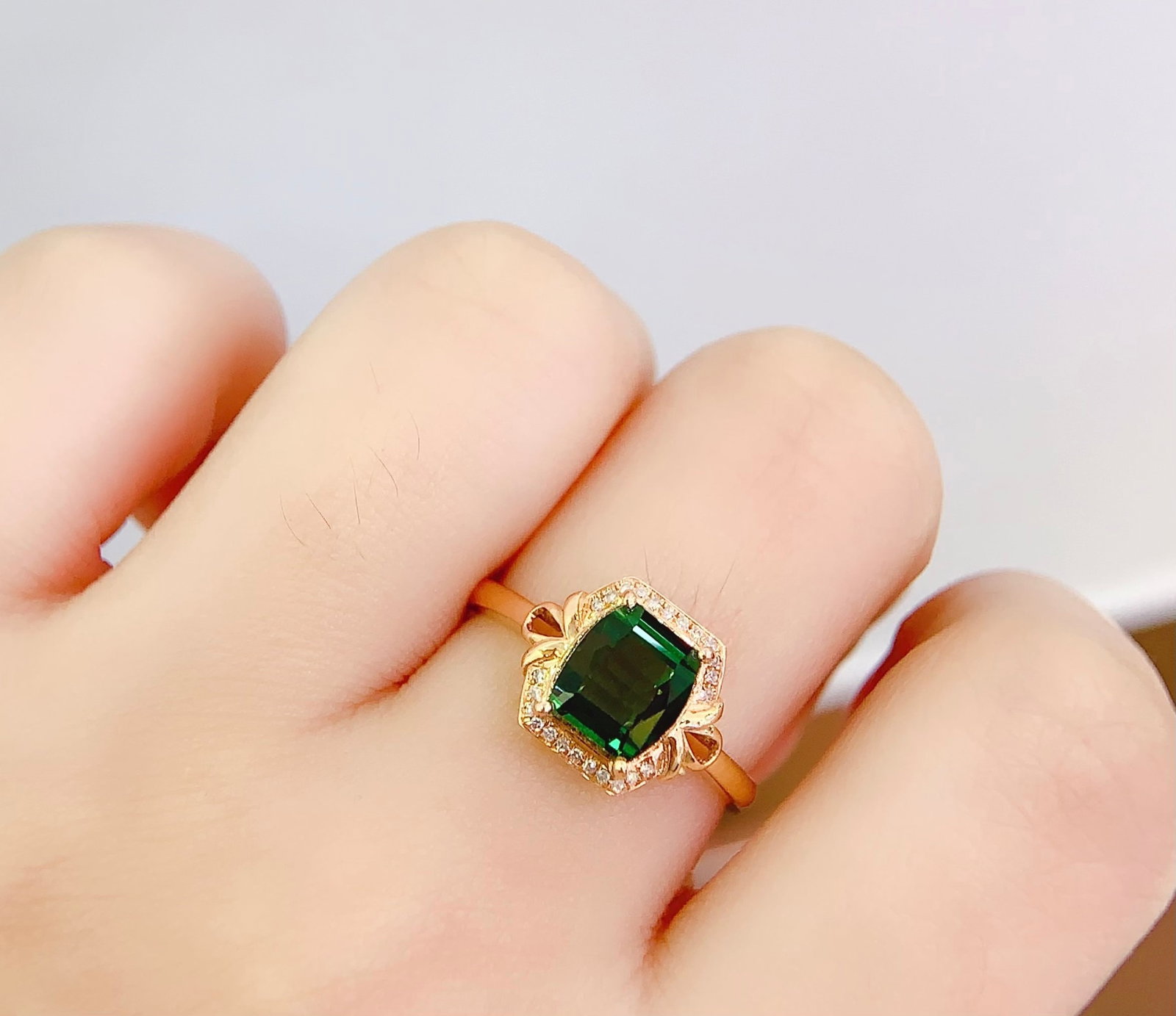 18K Gold Natural Tourmaline Ring - 6