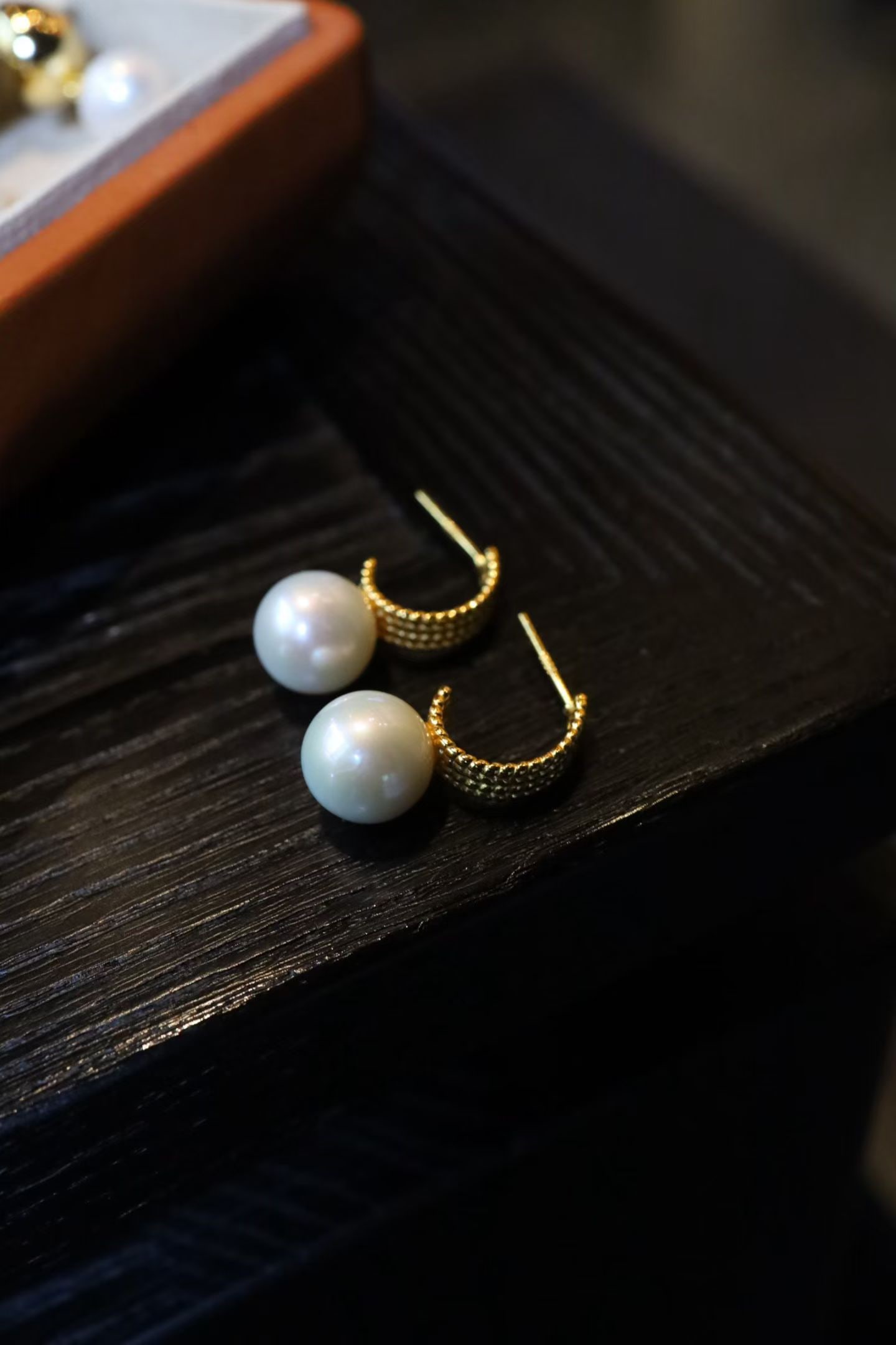 Sterling silver gold-plated natural pearl earrings - 3
