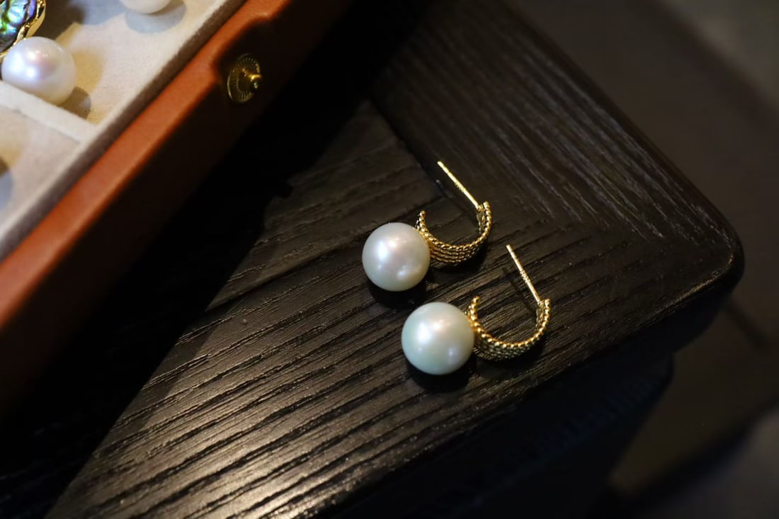 Sterling silver gold-plated natural pearl earrings - 4