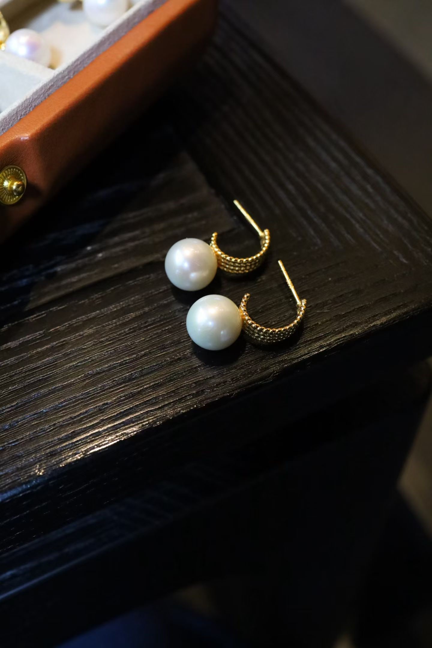 Sterling silver gold-plated natural pearl earrings - 5