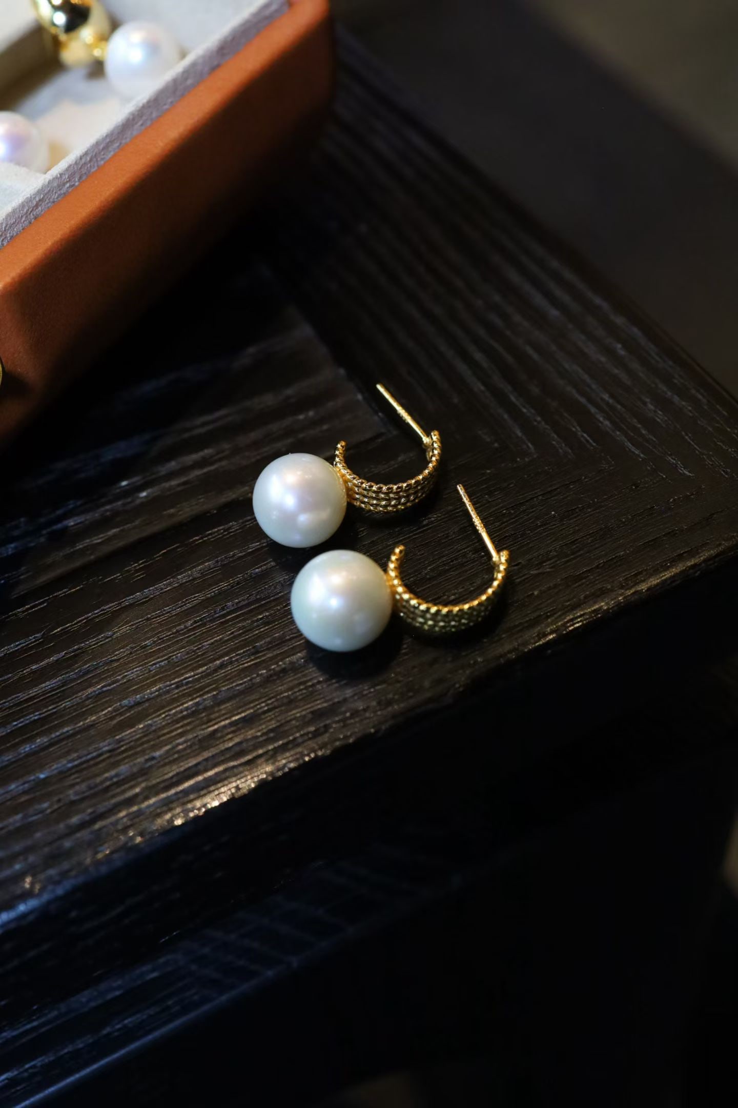 Sterling silver gold-plated natural pearl earrings - 6