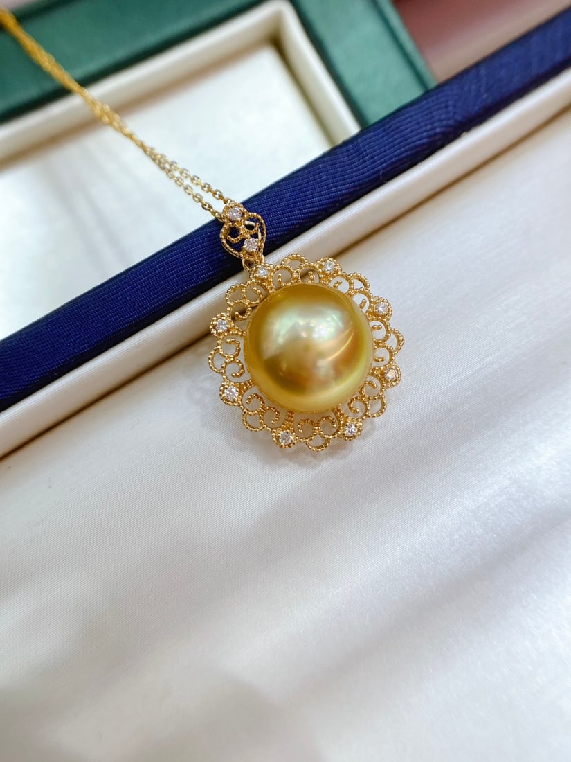 18K gold natural gold bead pendant - 2