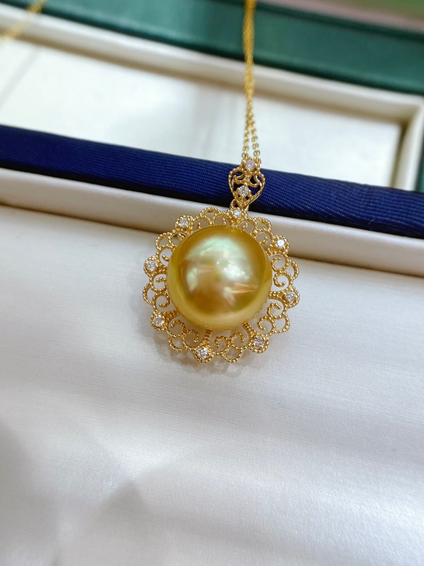 18K gold natural gold bead pendant - 3