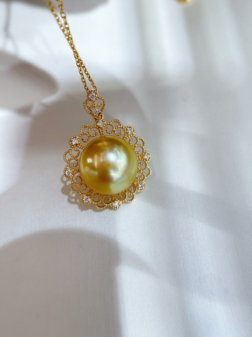18K gold natural gold bead pendant - 4
