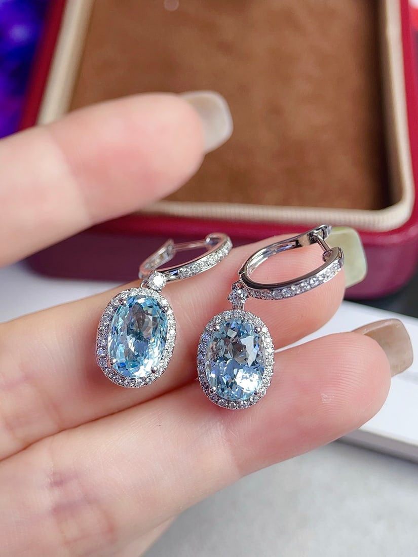 18K Gold Aquamarine Earrings - 3