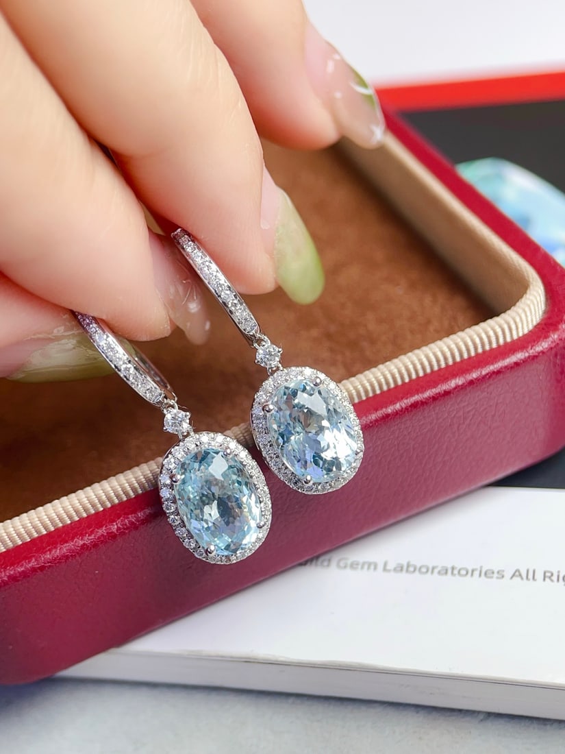 18K Gold Aquamarine Earrings - 4