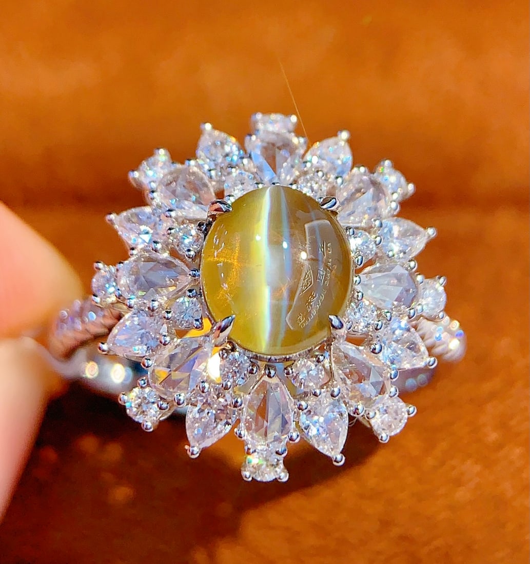 18K Gold Natural Chrysoberyl Cat's Eye Ring - 4