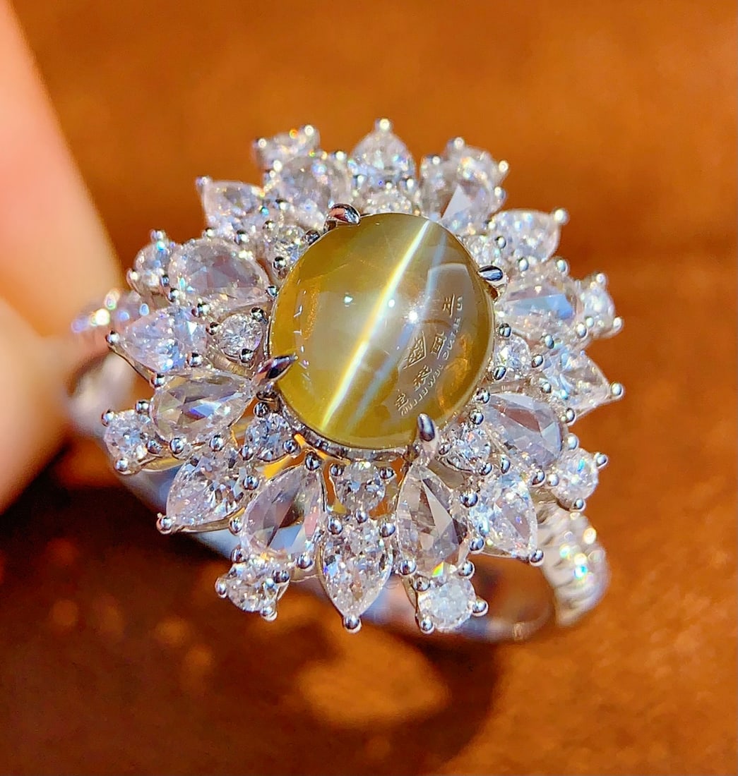 18K Gold Natural Chrysoberyl Cat's Eye Ring - 5