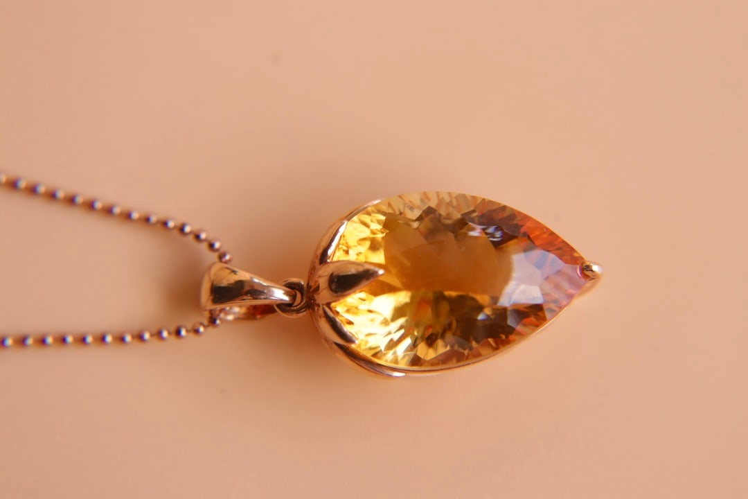 18K Gold Citrine Pendant - 3