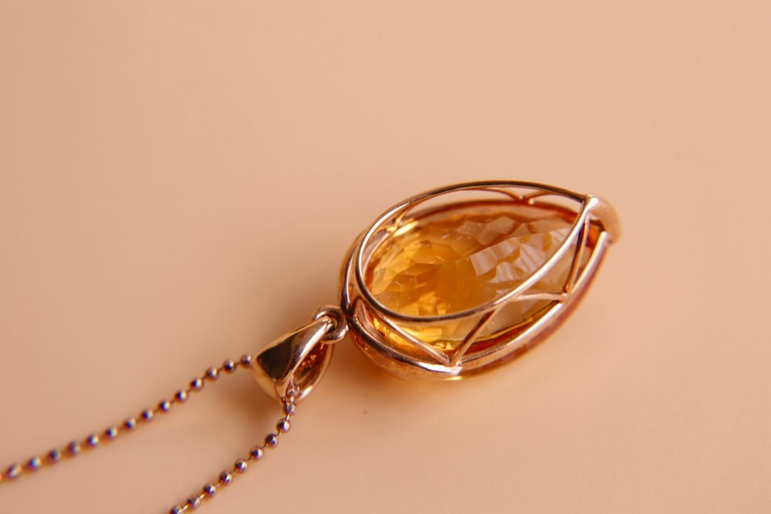 18K Gold Citrine Pendant - 6