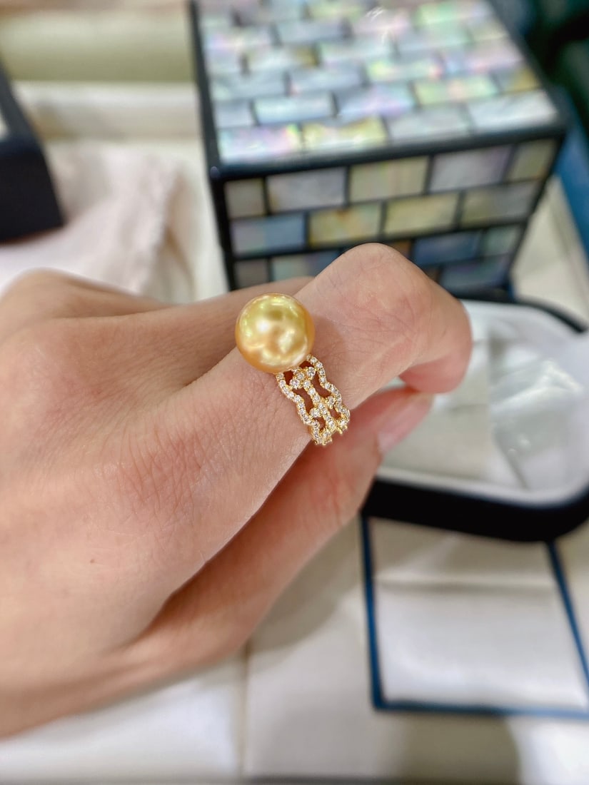 18K Gold Natural Philippine Gold Pearl Ring - 7